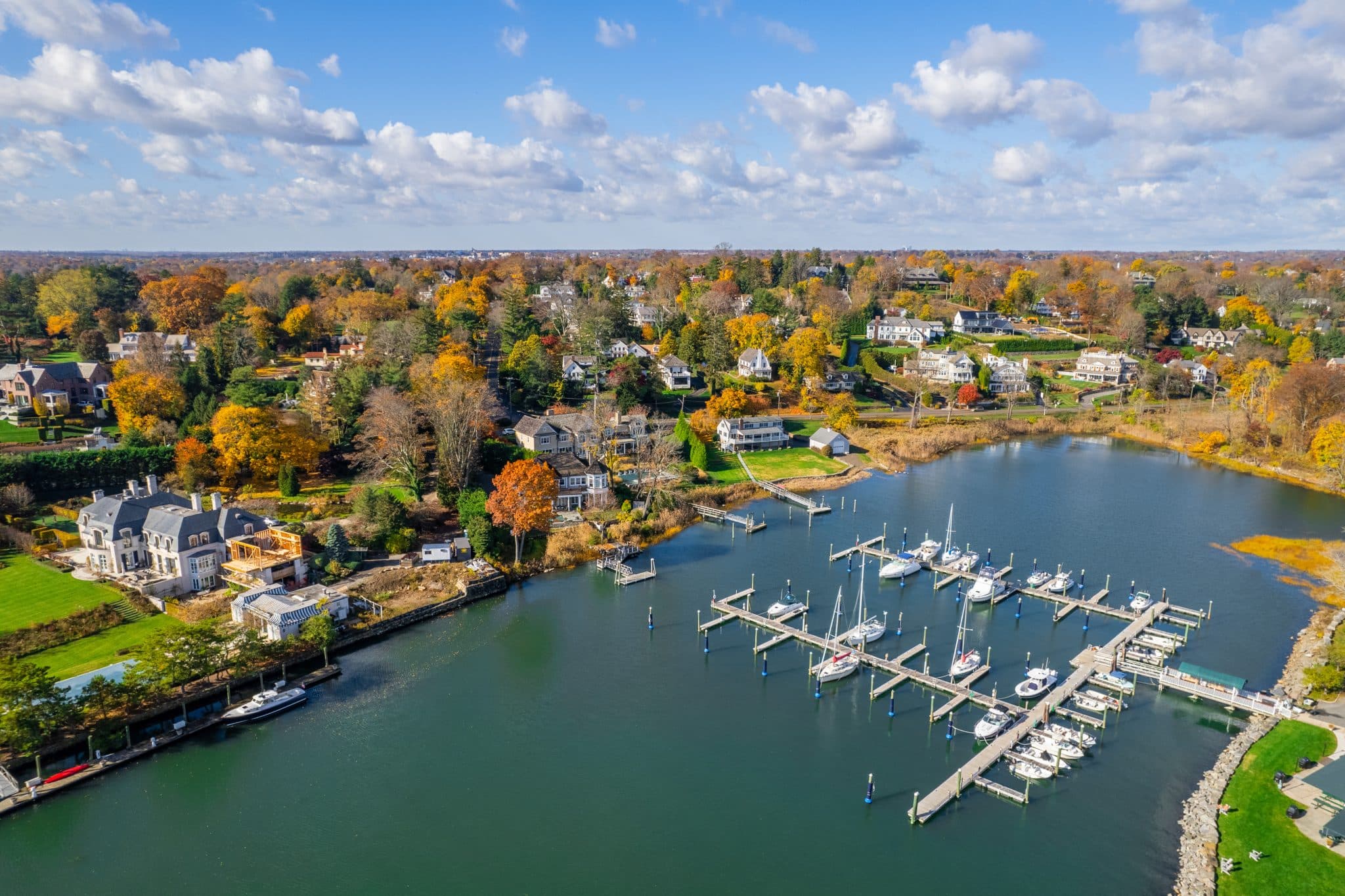 Connecticut bay marina with boats Greenwich, Connecticut