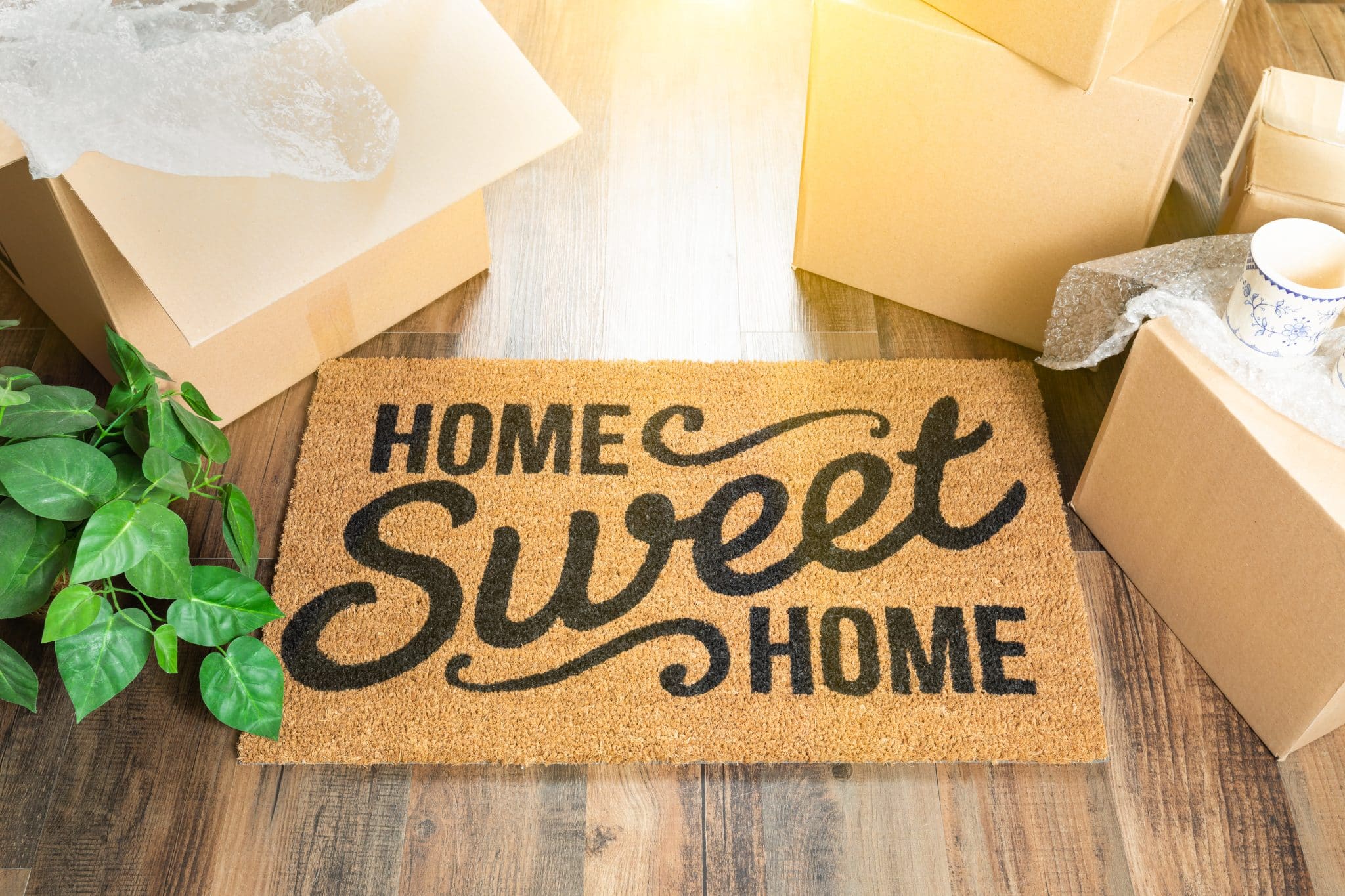 Home Sweet Home Welcome Mat and Moving Boxes Home Sweet Home Welcome Mat and Moving Boxes