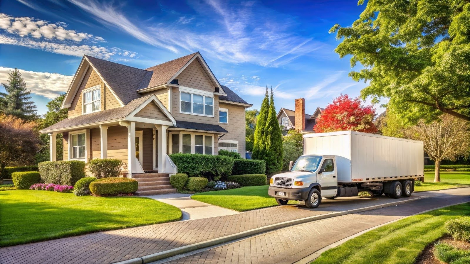 Moving truck in front of home Moving truck in front of home