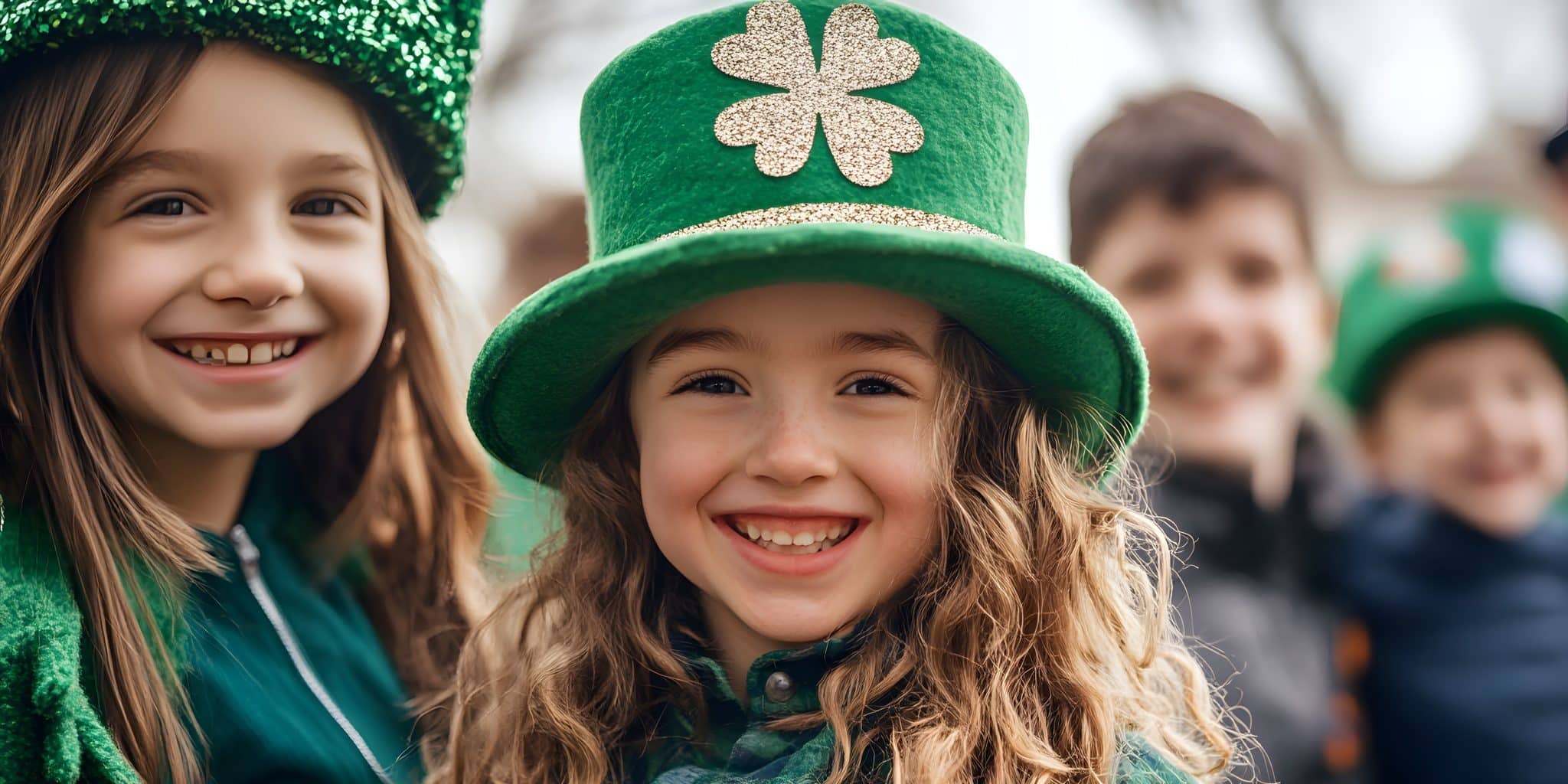 Smiling children celebrating St. Patricks Day Smiling children celebrating St. Patricks Day