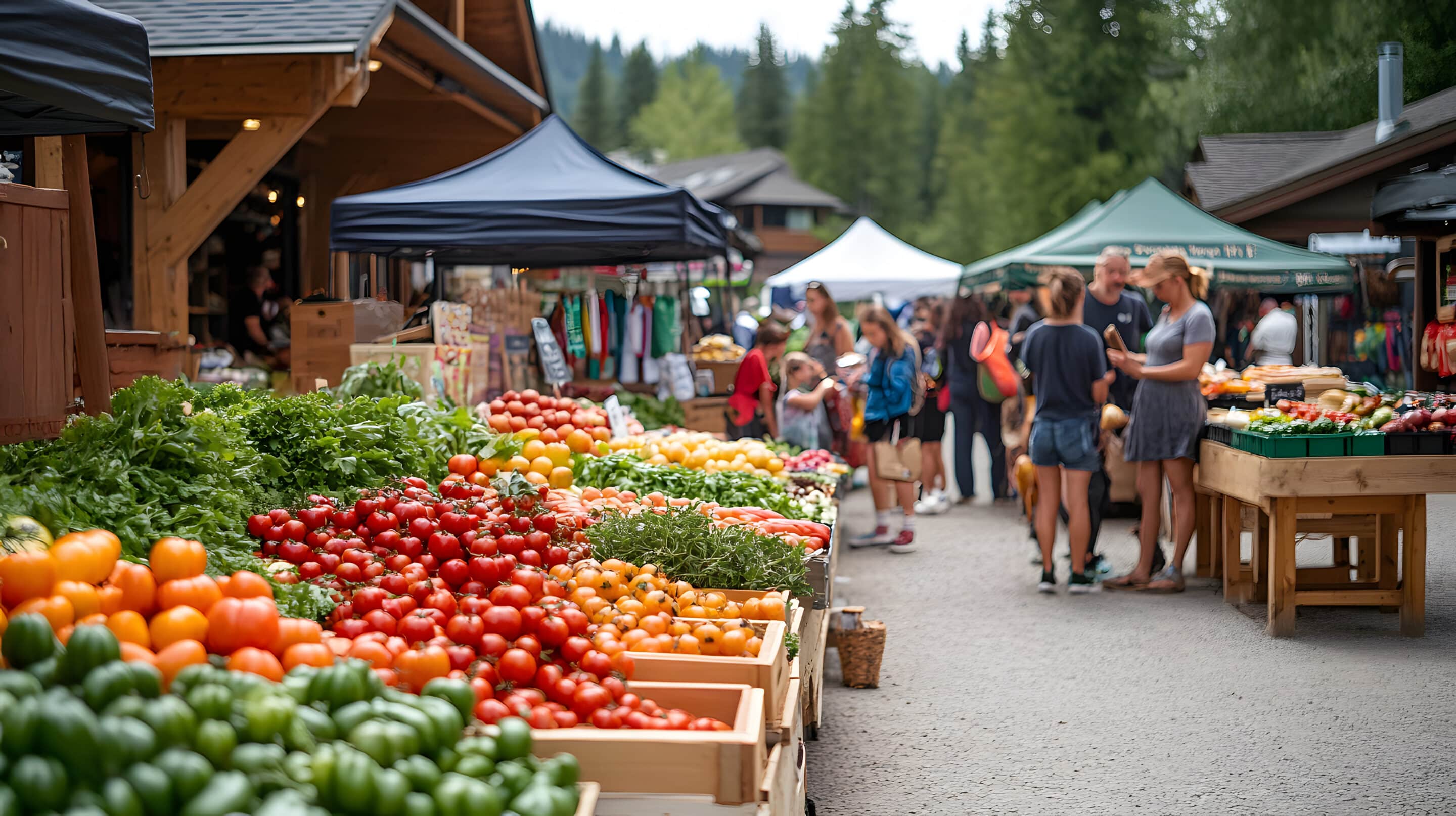 A bustling farmers market in New Jersey A bustling farmers market in New Jersey
